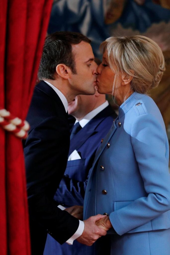 Emmanuel Macron and his wife Brigitte Macron
